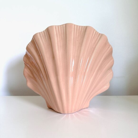 HYALYN POTTERY CLAMSHELL VASE 438 MADE IN USA PALE PEACH - Picture 5 of 9